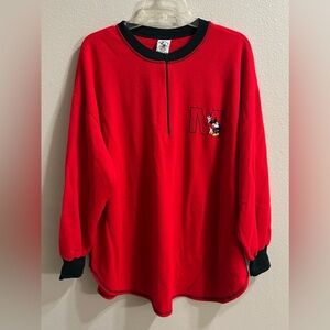 Vintage Disney Mickey & Co. 1/4 Sweater 2X Mickey Mouse Red Lightweight Fleece